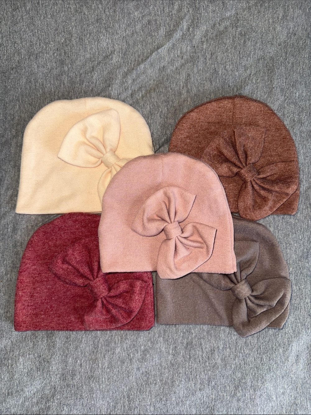 Newborn Beanies - Pink, Cream, Burgundy, Brown, Taupe
